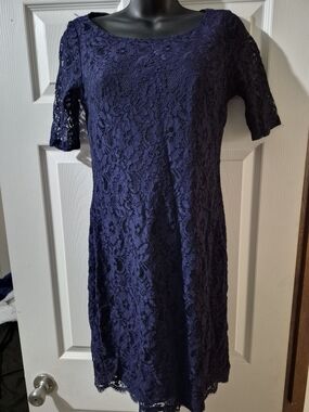 Dana Buchman Navy Lace Midi Dress